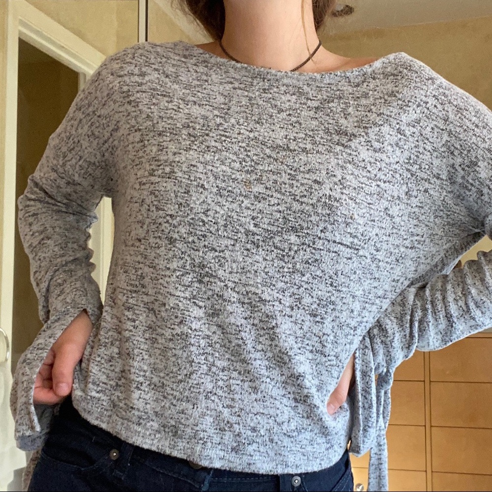 Garage long sleeve grey top with bell sleeves